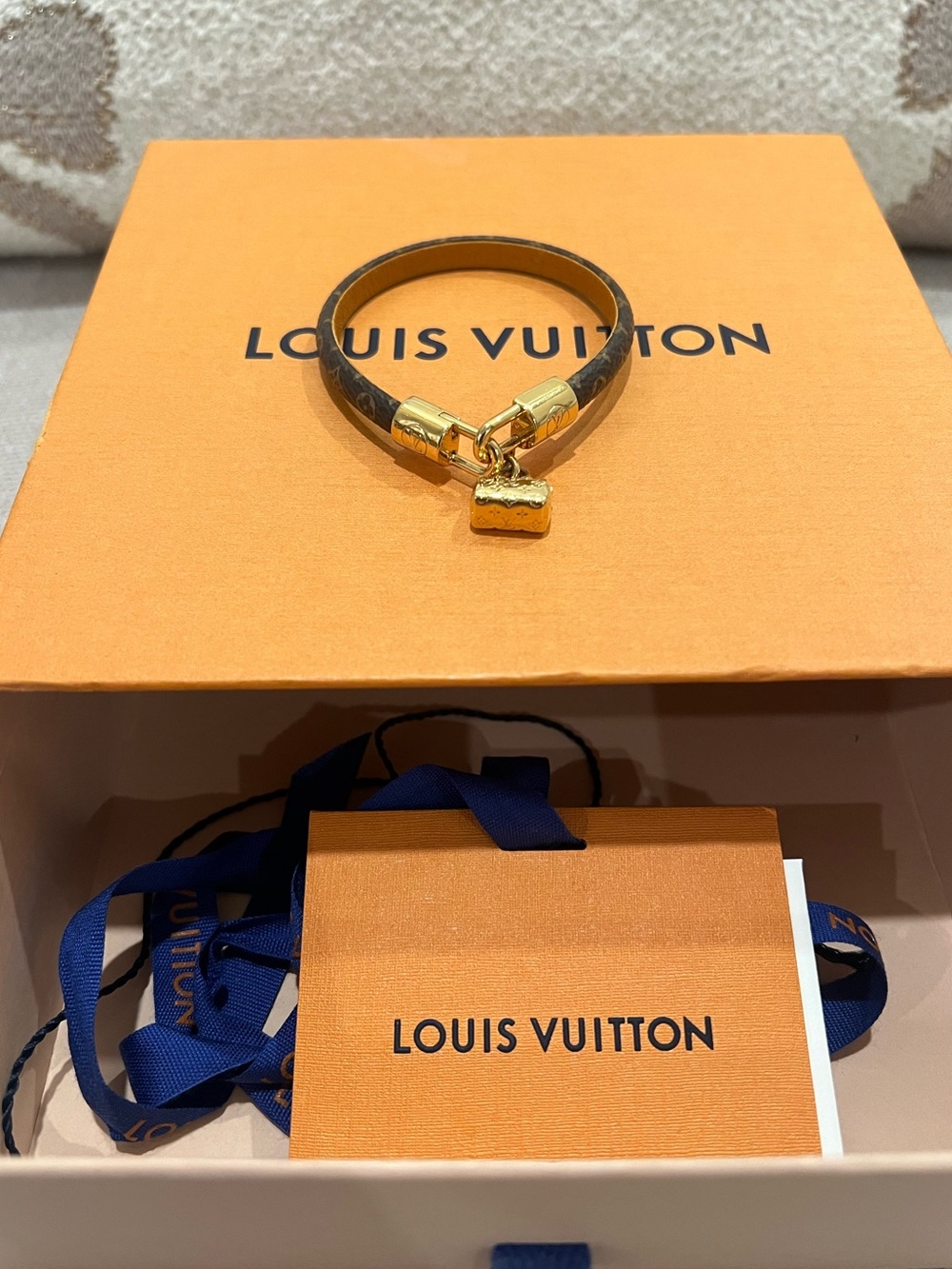 Louis Vuitton Brown Monogram Leather  Speedy Charm Bracelet